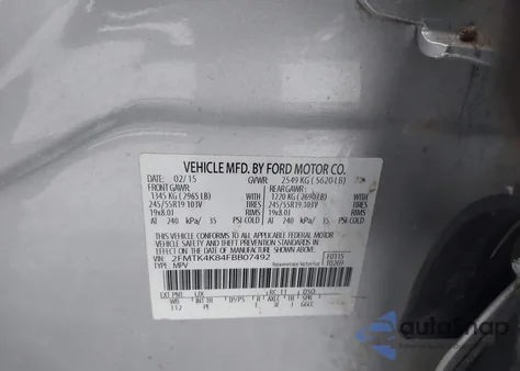 2015 Ford Edge Titanium из США, поврежденный, VIN 2FMTK4K84FBB07492